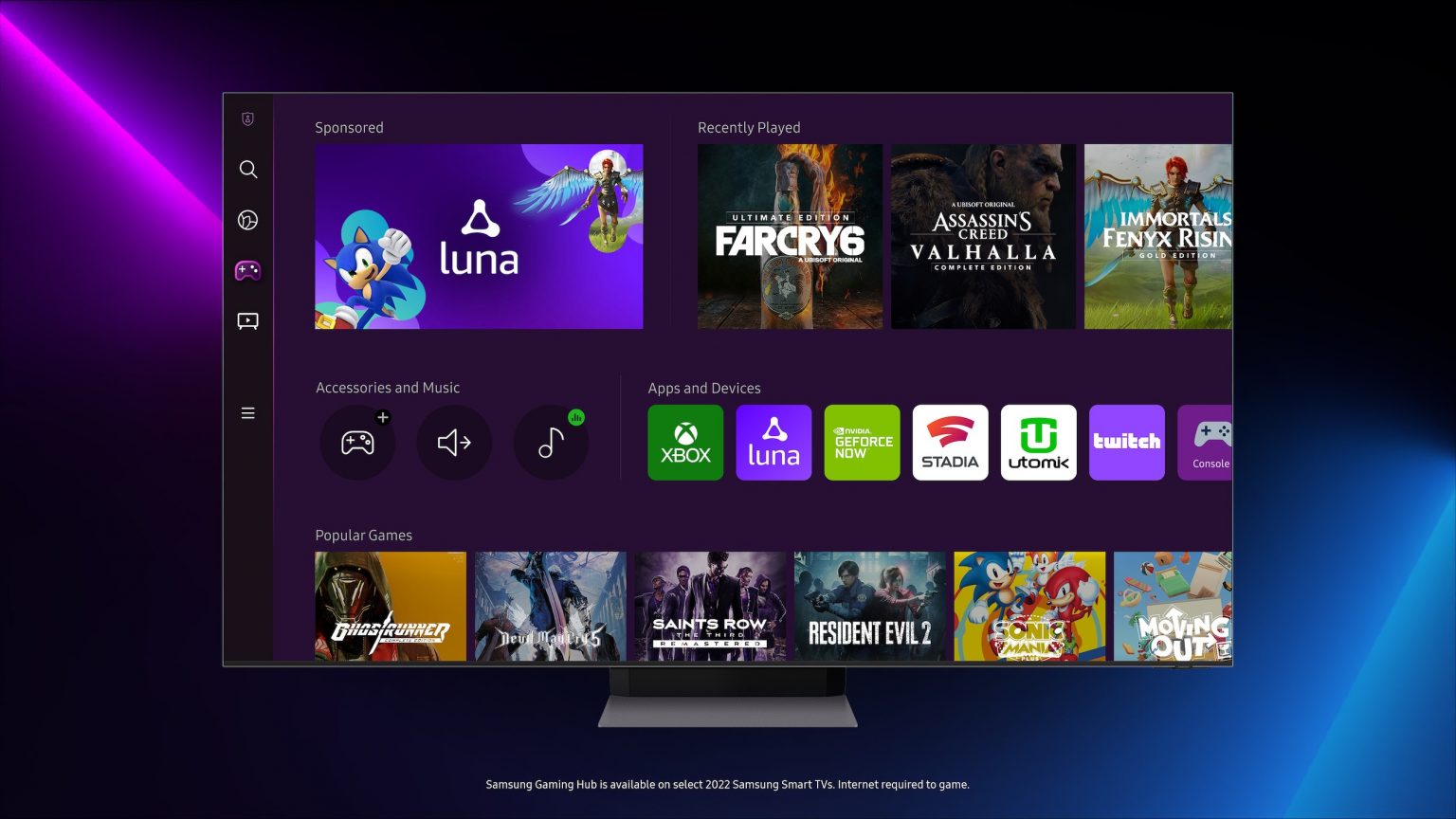 Amazon Luna launches on Samsung Gaming Hub Advanced Television